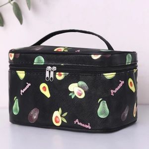 Black Avocado Graphic Print Square Zippered Cosmic Beauty Cosmetic Case.